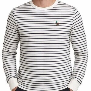 Cactus Man Striped Long Sleeve Shirt S Navy White Mallard Duck Applique Coastal
